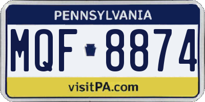 PA license plate MQF8874