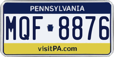 PA license plate MQF8876