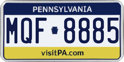 PA license plate MQF8885