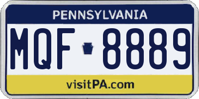 PA license plate MQF8889