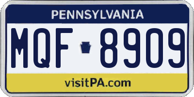PA license plate MQF8909