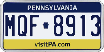 PA license plate MQF8913