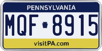 PA license plate MQF8915