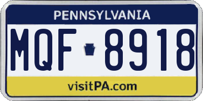 PA license plate MQF8918