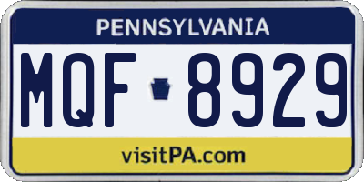 PA license plate MQF8929