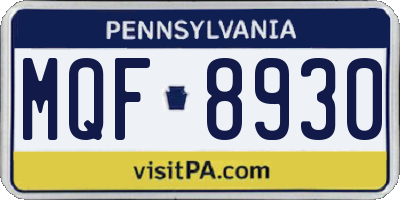 PA license plate MQF8930