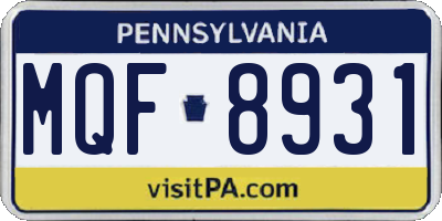 PA license plate MQF8931