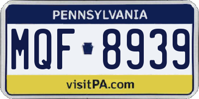 PA license plate MQF8939