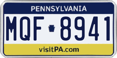 PA license plate MQF8941