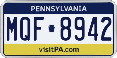 PA license plate MQF8942