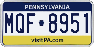 PA license plate MQF8951