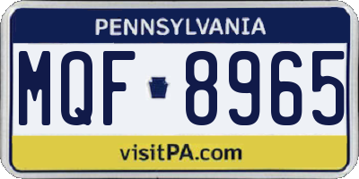 PA license plate MQF8965