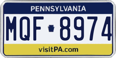PA license plate MQF8974