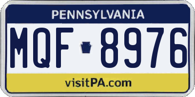 PA license plate MQF8976
