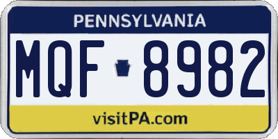 PA license plate MQF8982