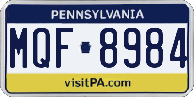 PA license plate MQF8984