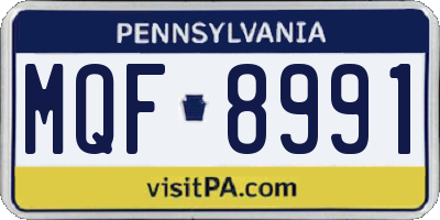 PA license plate MQF8991