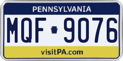 PA license plate MQF9076