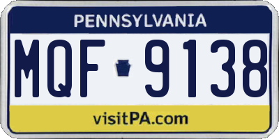 PA license plate MQF9138