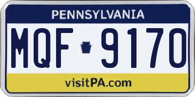 PA license plate MQF9170