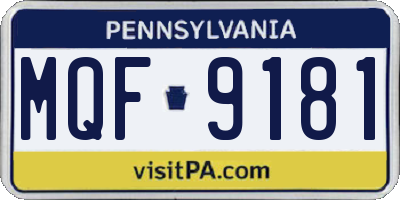 PA license plate MQF9181
