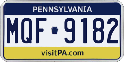PA license plate MQF9182