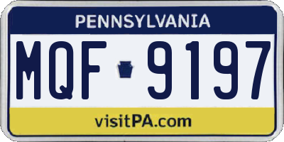 PA license plate MQF9197
