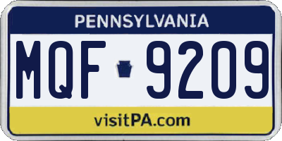 PA license plate MQF9209