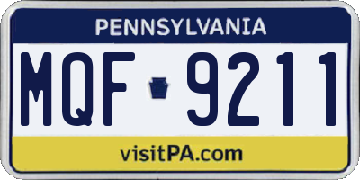 PA license plate MQF9211
