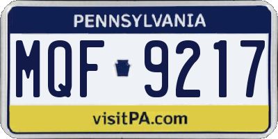 PA license plate MQF9217