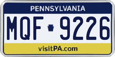 PA license plate MQF9226