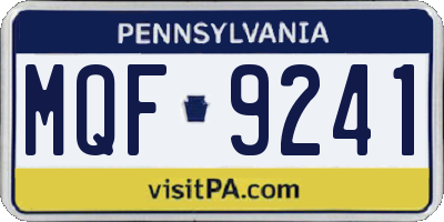 PA license plate MQF9241
