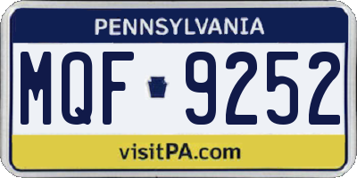 PA license plate MQF9252