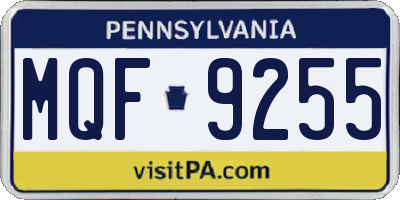 PA license plate MQF9255