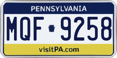 PA license plate MQF9258