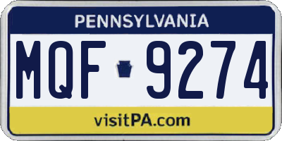 PA license plate MQF9274
