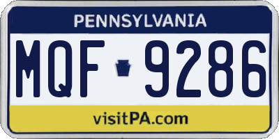 PA license plate MQF9286