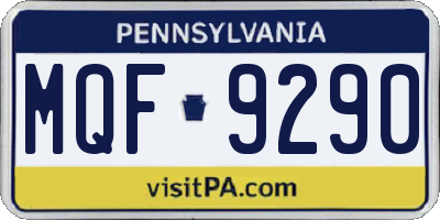 PA license plate MQF9290