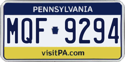 PA license plate MQF9294