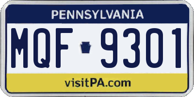 PA license plate MQF9301