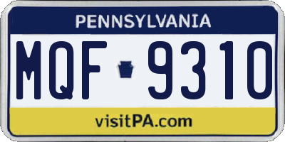 PA license plate MQF9310