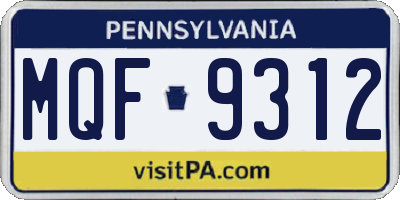 PA license plate MQF9312
