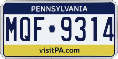 PA license plate MQF9314