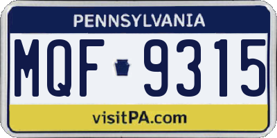 PA license plate MQF9315