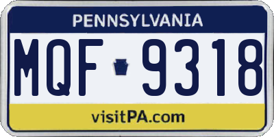 PA license plate MQF9318