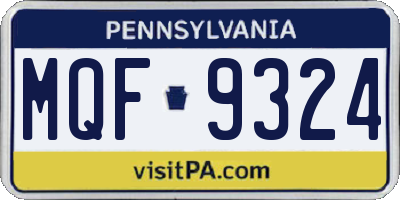 PA license plate MQF9324