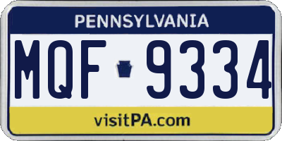 PA license plate MQF9334