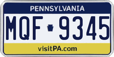PA license plate MQF9345