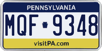 PA license plate MQF9348