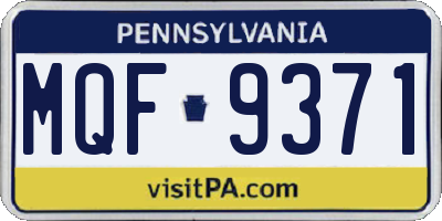 PA license plate MQF9371